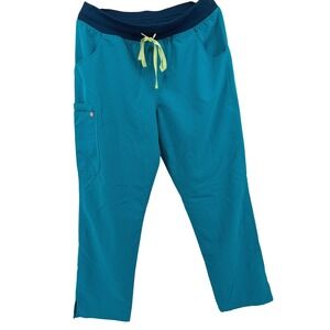 FIGS Women‎ Teal Blue Technical Collection Scrub Pants Yoga Waist W23SW2023 L